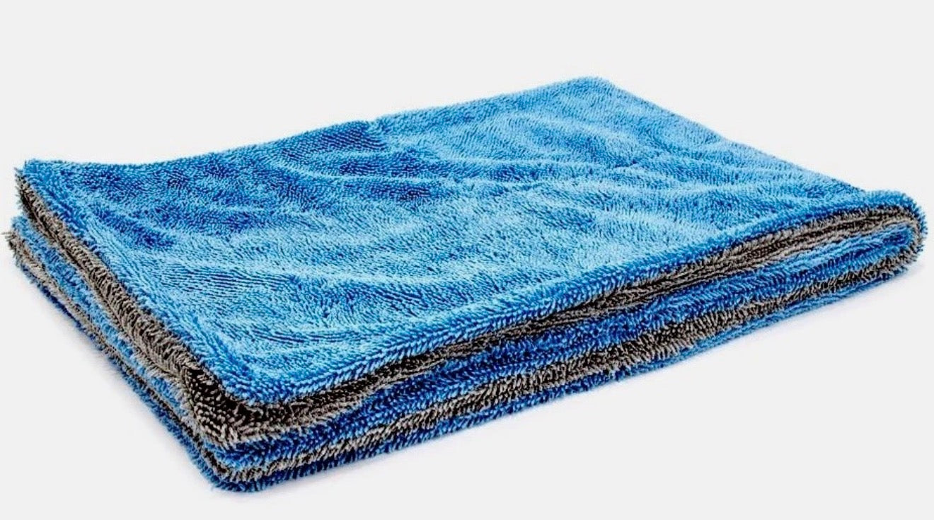 Extra Large Double-Sided Twisted Loop Drying Towel - BLUE & GREY