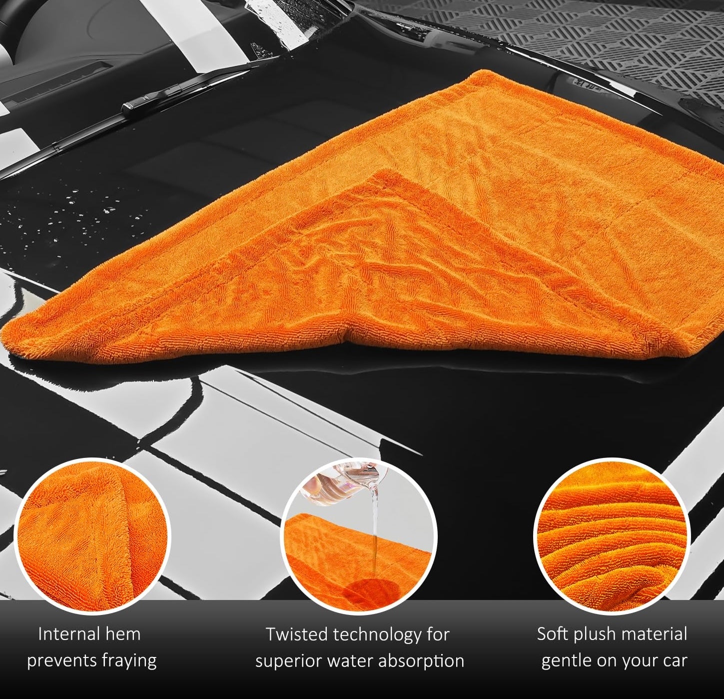 Extra Large Double-Sided Twisted Loop Drying Towel - ORANGE