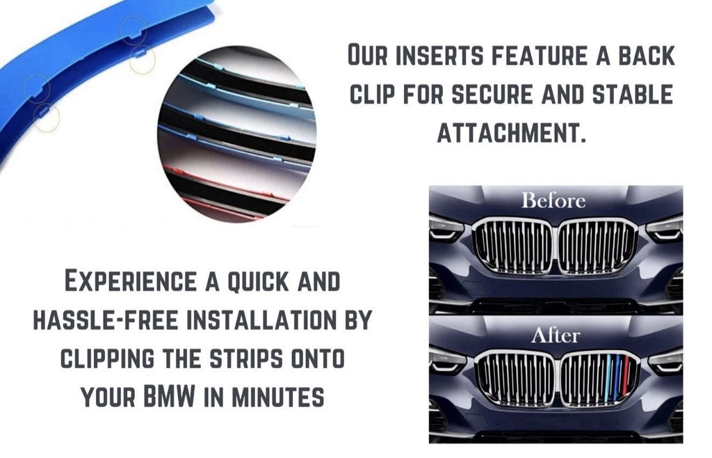 BMW 1 Series F40 Clip On Front Grill Inserts Stripes