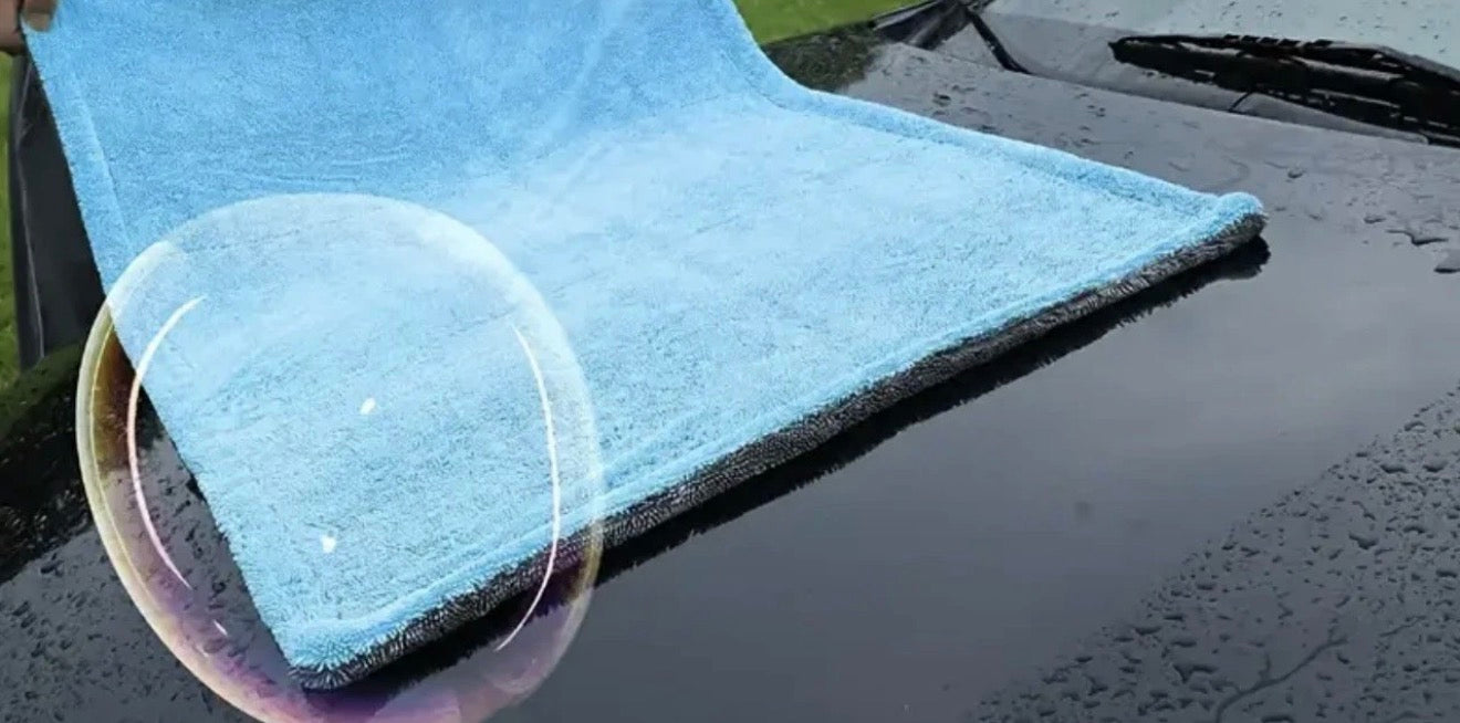 Extra Large Double-Sided Twisted Loop Drying Towel - BLUE & GREY